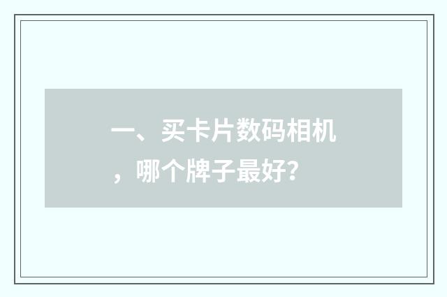 一、买卡片数码相机，哪个牌子最好？