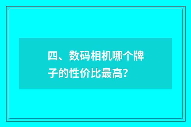四、数码相机哪个牌子的性价比最高？
