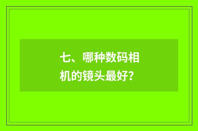 七、哪种数码相机的镜头最好？