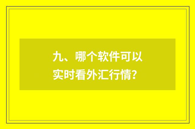 九、哪个软件可以实时看外汇行情？