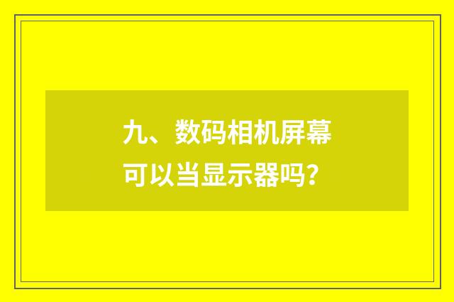 九、数码相机屏幕可以当显示器吗？