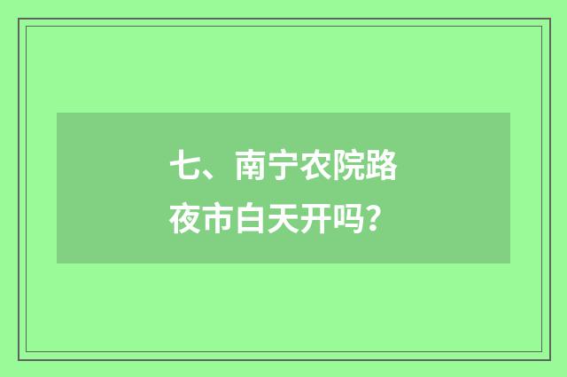 七、南宁农院路夜市白天开吗？