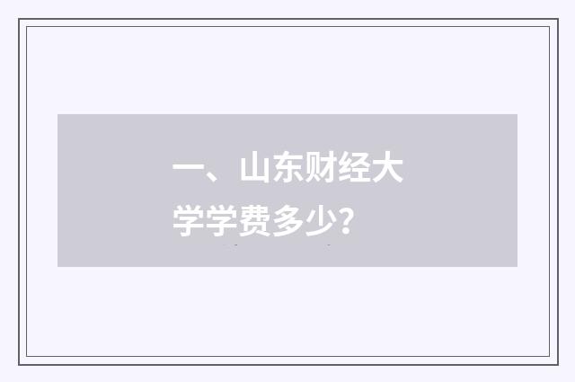 一、山东财经大学学费多少？