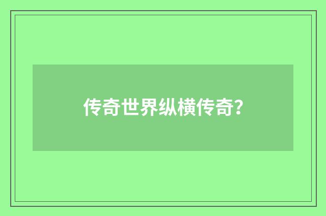 传奇世界纵横传奇？