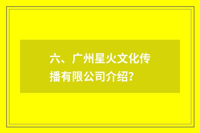 六、广州星火文化传播有限公司介绍？