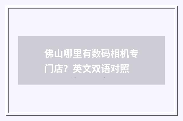 佛山哪里有数码相机专门店？英文双语对照