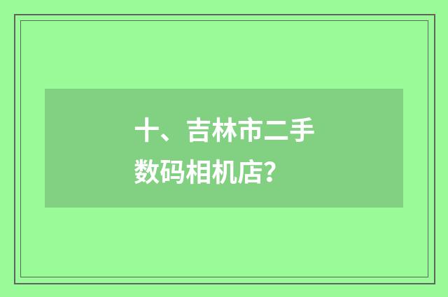十、吉林市二手数码相机店？