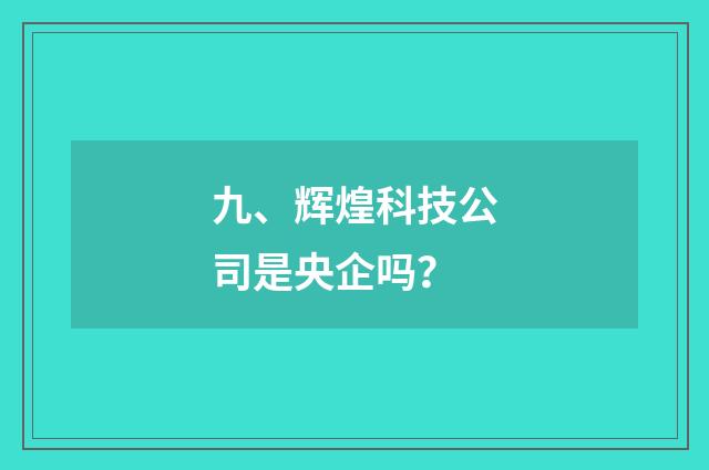 九、辉煌科技公司是央企吗?