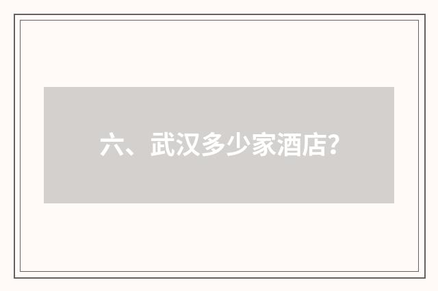 六、武汉多少家酒店？