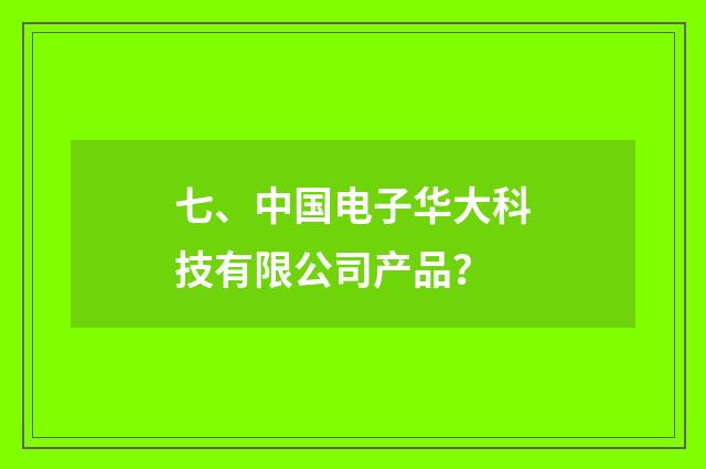 七、中国电子华大科技有限公司产品？