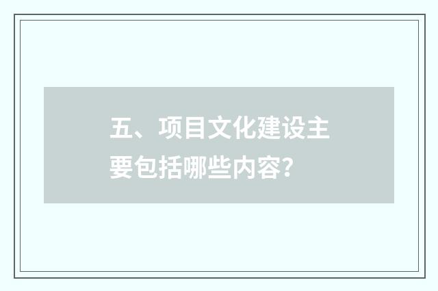 五、项目文化建设主要包括哪些内容？