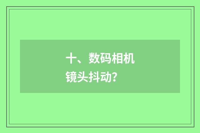 十、数码相机镜头抖动？