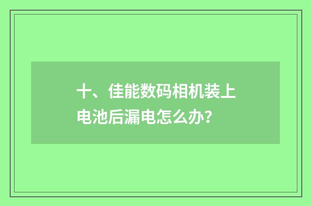 十、佳能数码相机装上电池后漏电怎么办?