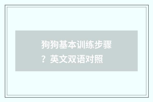狗狗基本训练步骤？英文双语对照
