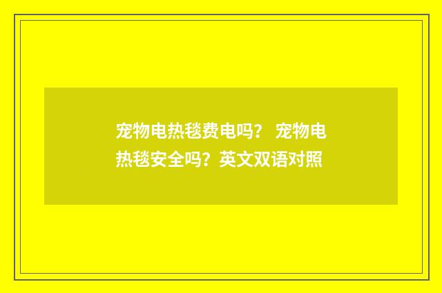 宠物电热毯费电吗？ 宠物电热毯安全吗？英文双语对照