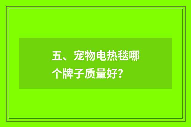五、宠物电热毯哪个牌子质量好？