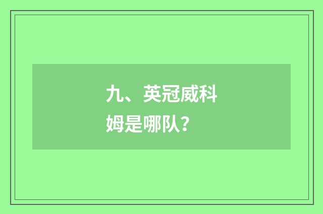 九、英冠威科姆是哪队？