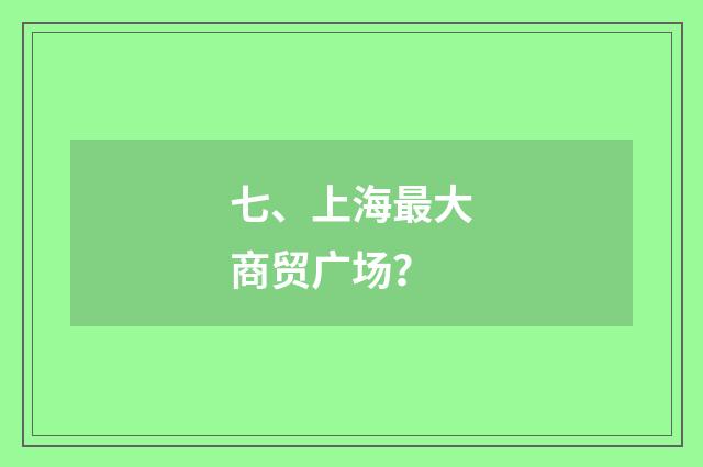七、上海最大商贸广场？