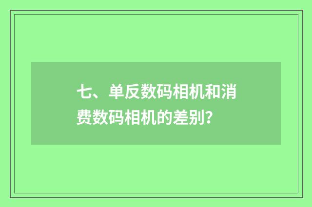 七、单反数码相机和消费数码相机的差别？