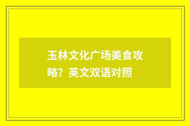 玉林文化广场美食攻略？英文双语对照