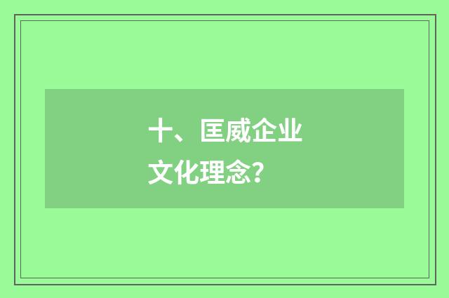 十、匡威企业文化理念？
