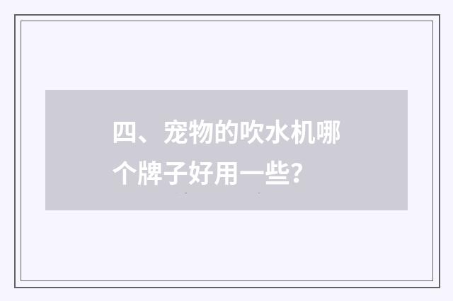 四、宠物的吹水机哪个牌子好用一些？
