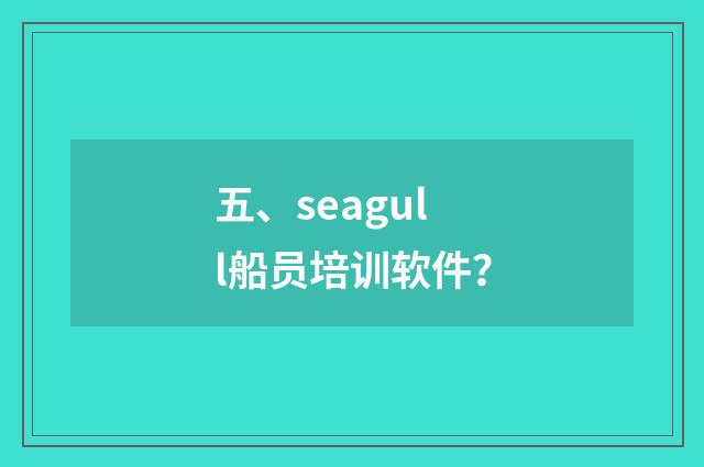 五、seagull船员培训软件？
