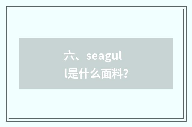 六、seagull是什么面料？