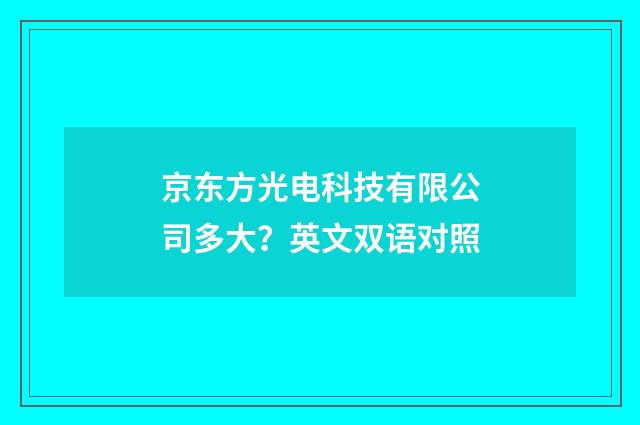 京东方光电科技有限公司多大？英文双语对照