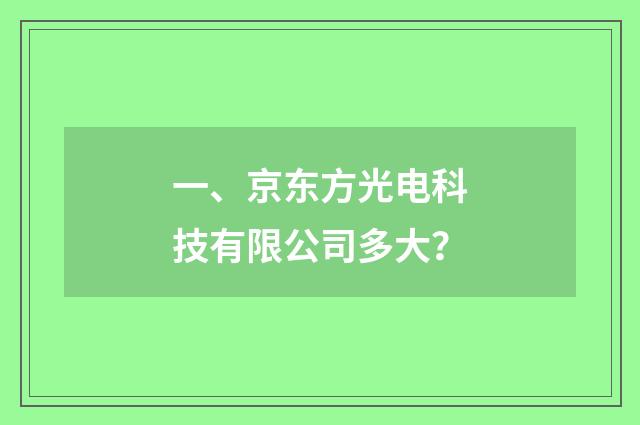 一、京东方光电科技有限公司多大？