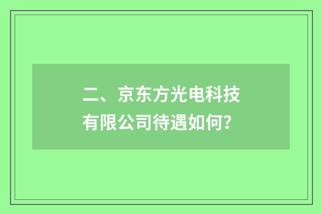 二、京东方光电科技有限公司待遇如何？