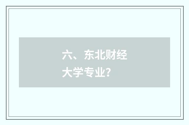 六、东北财经大学专业？