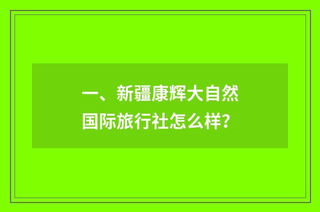 一、新疆康辉大自然国际旅行社怎么样？