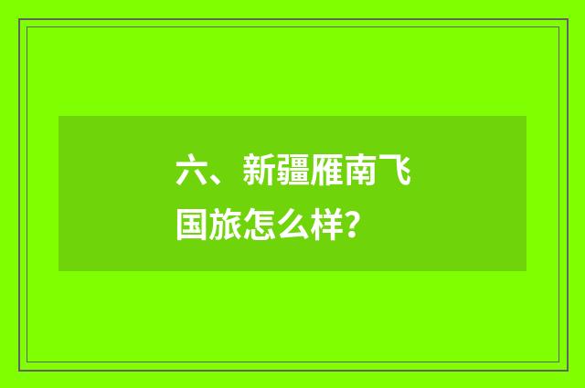 六、新疆雁南飞国旅怎么样？