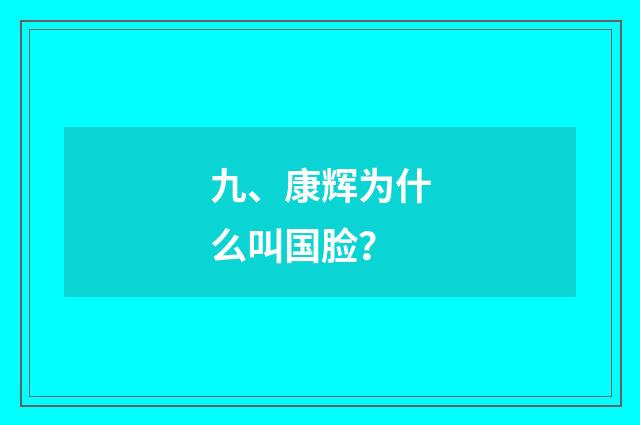 九、康辉为什么叫国脸？