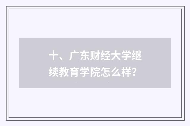 十、广东财经大学继续教育学院怎么样?