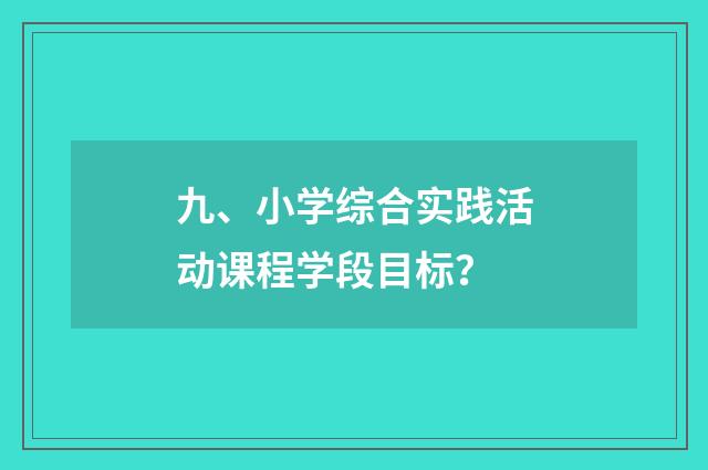 九、小学综合实践活动课程学段目标？