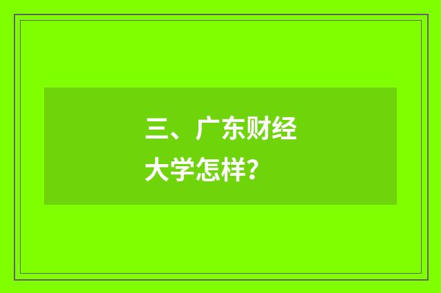 三、广东财经大学怎样？