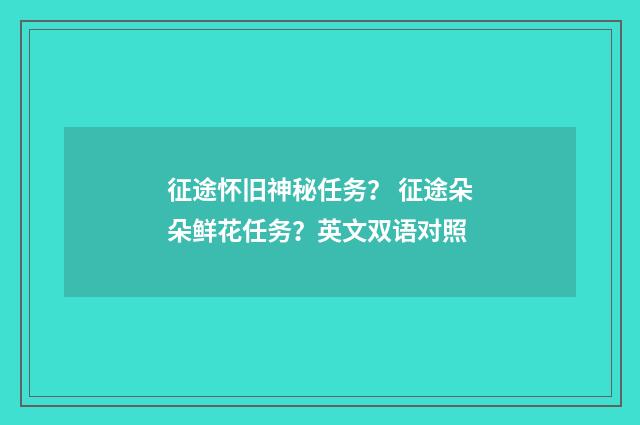 征途怀旧神秘任务？ 征途朵朵鲜花任务？英文双语对照