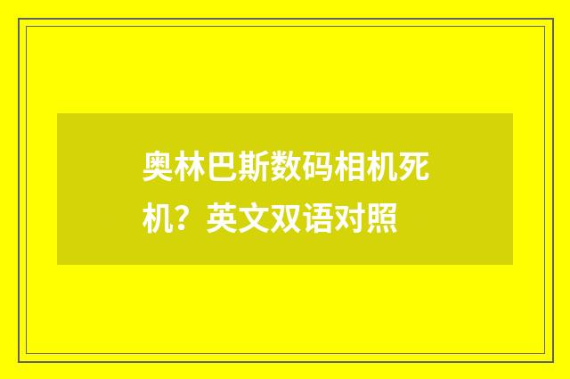 奥林巴斯数码相机死机?英文双语对照