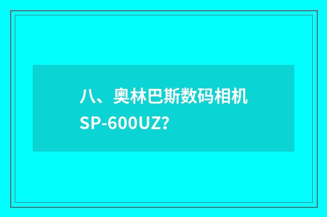八、奥林巴斯数码相机SP-600UZ？
