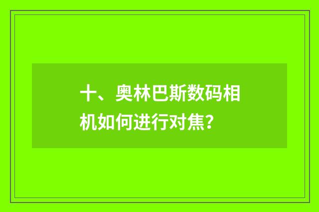 十、奥林巴斯数码相机如何进行对焦？