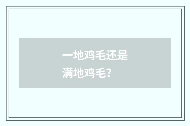 一地鸡毛还是满地鸡毛？