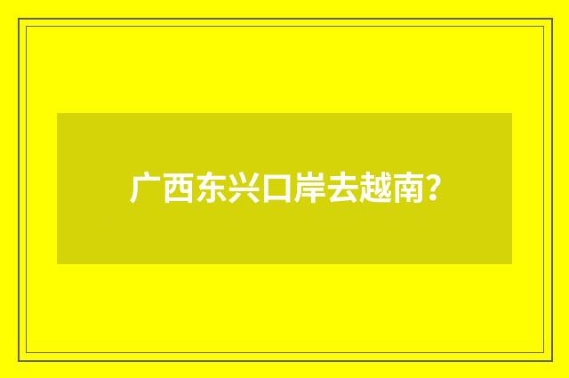 广西东兴口岸去越南？