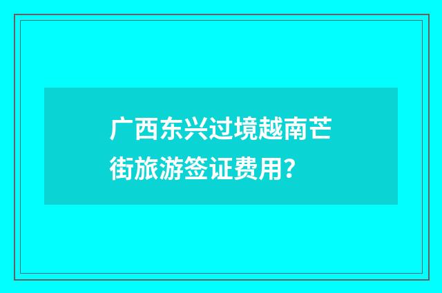 广西东兴过境越南芒街旅游签证费用？