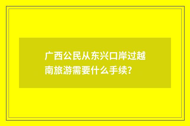 广西公民从东兴口岸过越南旅游需要什么手续？