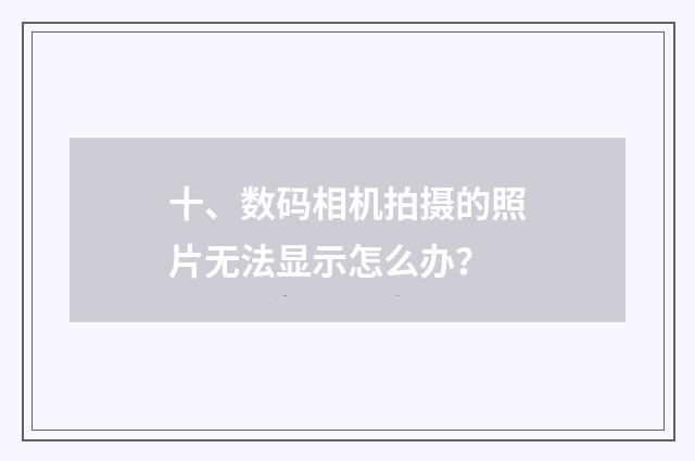 十、数码相机拍摄的照片无法显示怎么办？