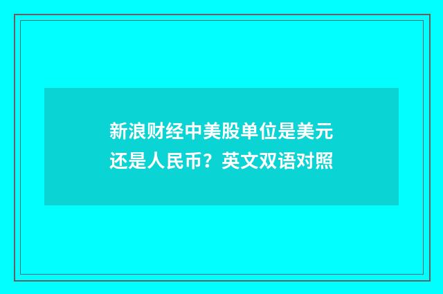 新浪财经中美股单位是美元还是人民币？英文双语对照