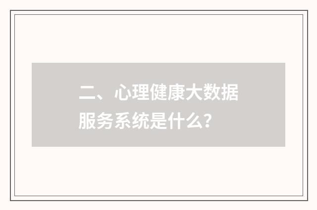 二、心理健康大数据服务系统是什么？