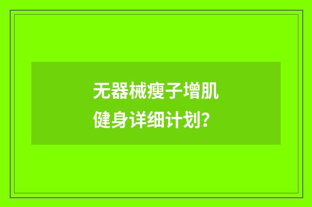 无器械瘦子增肌健身详细计划？